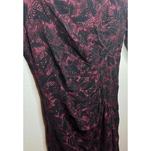 Anthropologie Maeve Velvet Burnout Dress Women's Size 4 Ruched Half Sleeve - Picture 4 of 8
